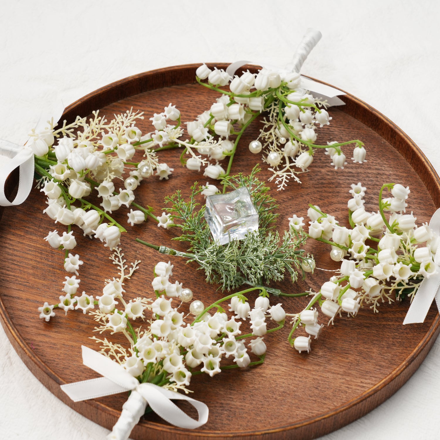 Uflower White Series With Greenery Bride Bouquet Wrist Corsage Groom Boutonniere Wedding Event Supplies